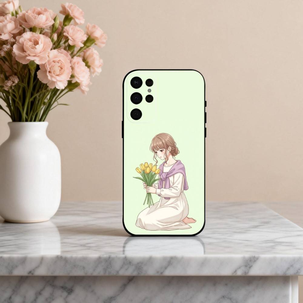 D-Dreamy G-Glow Vibe cartoon girl Phone Case For Samsung S25,24,23,22,30,21,10,9,Ultra,Plus,Lite,FE,4,5 G Soft Black Case
