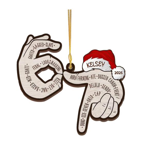 

Six Seven Wooden Ornament Funny Teen Slang Christmas Tree Ornament Humor 67 Meme Gift for Teenagers 1