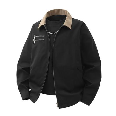 Jacket Men's Loose Windbreaker Men's Lapel Casual Men's Jacket Retro Workwear Jacket