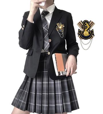 JIURUN Uniform Regular Military Mori Girl Lolita Pleated Skirt and Gothic Plus Cute Set, Blazer, Uniform, Blouse, Dress, Cross-Dressing Clothes,