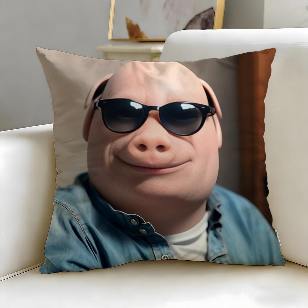 popular cartoon character John Pork Cushion Cover Soft EasyWash Pillow Case Versatile for Couch Bed Travel and Office