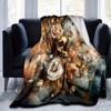 1pc Golden Skull amidst Roses Blanket,Living Room, Travel, Camping, Car Blankets