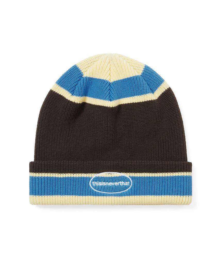 THISISNEVERTHAT E/T-Logo Multi Striped Beanie Brown