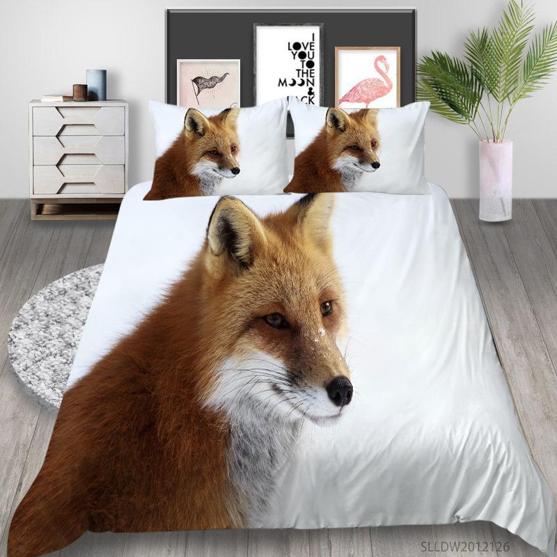 Quilt Cover, Pillowcase Two Or Three-Piece Set, Polyester Fox 3D Digital Printing