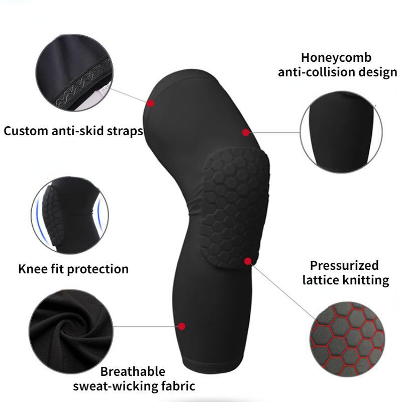1PC Basketball Knee Protector Compression Sleeve Honeycomb Foam Pads Brace Kneepad Fitness Gear Volleyball Support