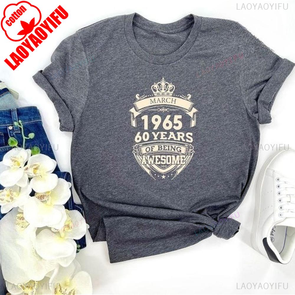 Vintage 1965 60 Years of Being Awesome Birthday TShirt 60th Nostalgia Birthday Print Shirt Unisex Trending Unique Tee