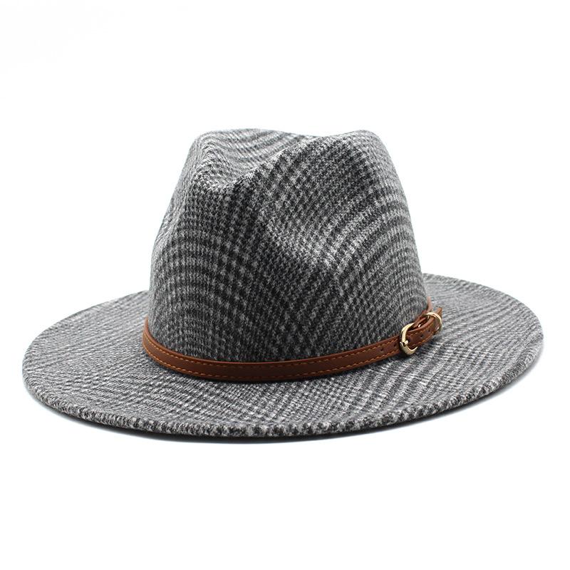 Шляпа-федора Сезон Мужская Женская Ретро Цилиндр Мужская Женская Шерстяная шляпа M（56-58cm）