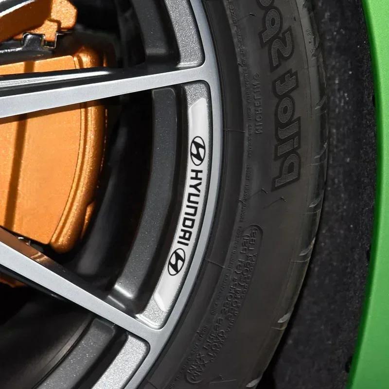 4pcs Car Wheel Rim Stickers Auto Tire Emblem Decor Decal Accessories For Hyundai Genesis N-LINE I10 I20 I30 I40 IX20 IX35 Kona XX6