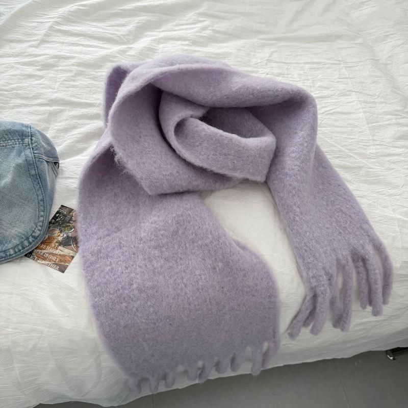 

Women s Winter Whitening Wool Knit Scarf - Versatile High-End Ins Style Neck Warmer фиолетовый