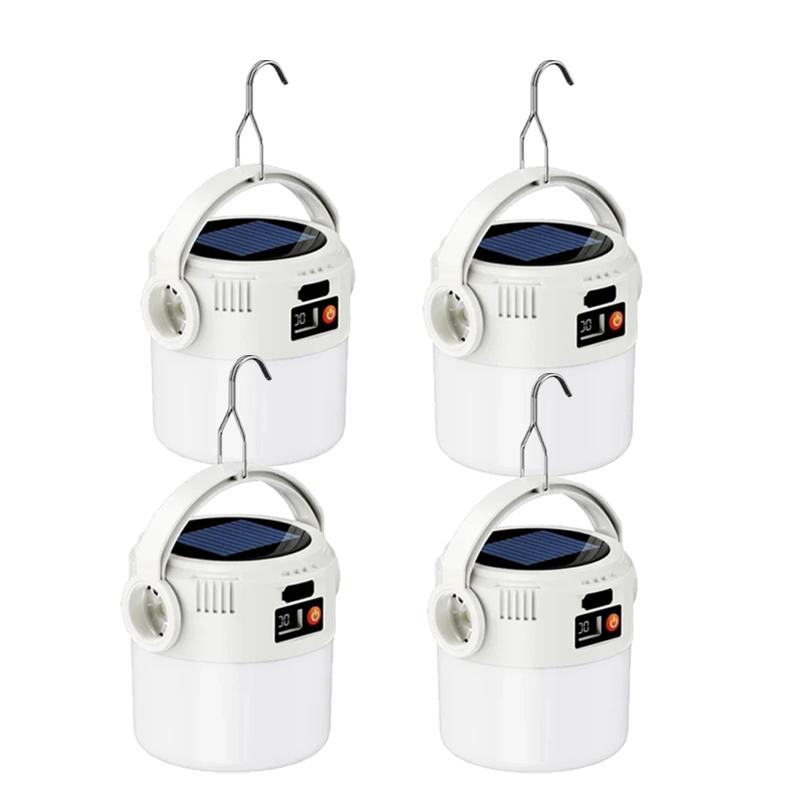 

Перезаряжаемый солнечный фонарь с двойным источником света, легкий, водонепроницаемый, идеально подходит для кемпинга и активного отдыха, аварийная лампа 4pcs