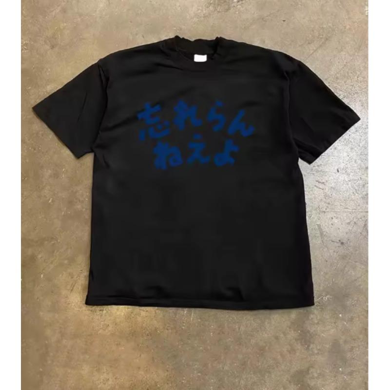 Summer Casual Short Sleeve TShirt Vibrant Blue Cartoon Graphic Print Cotton Regular Fit Round Neck Breathable Loose Unisex Tee