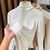 Women's Sequined High-Collar Brushed Corduroy Long Sleeve Shirt - 270g