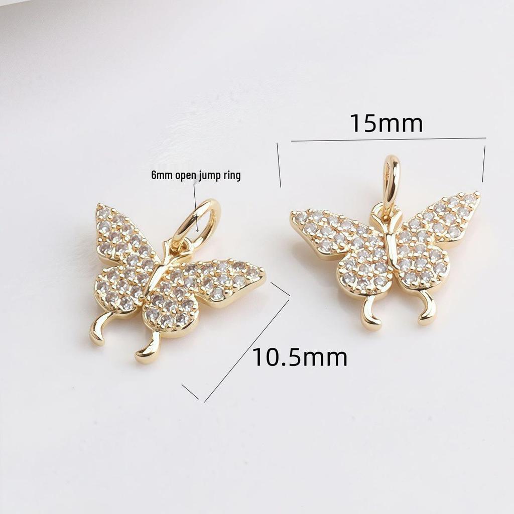 14K Gold-Filled Color-Safe Zirconia Butterfly Charm for DIY Jewelry