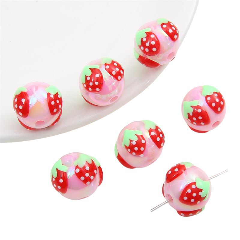 Hand-drawn Acrylic Beads Cute 16mm Spacer Charms for Keychain Jewelry DIY