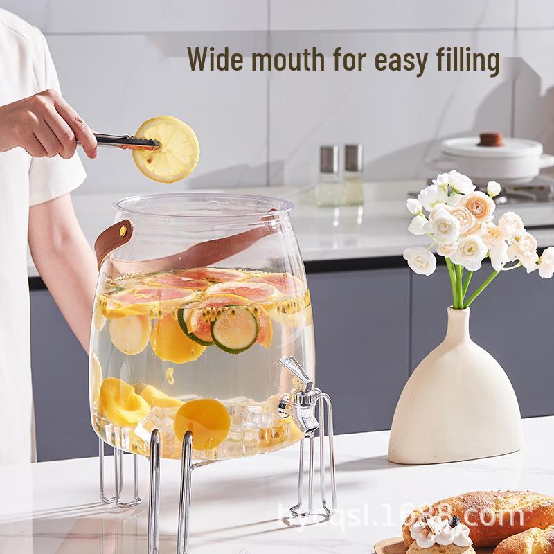 Fruit Flower Tea Cold Water Kettle - Food-Grade Plastic Beverage Barrel with Electroplated Faucet