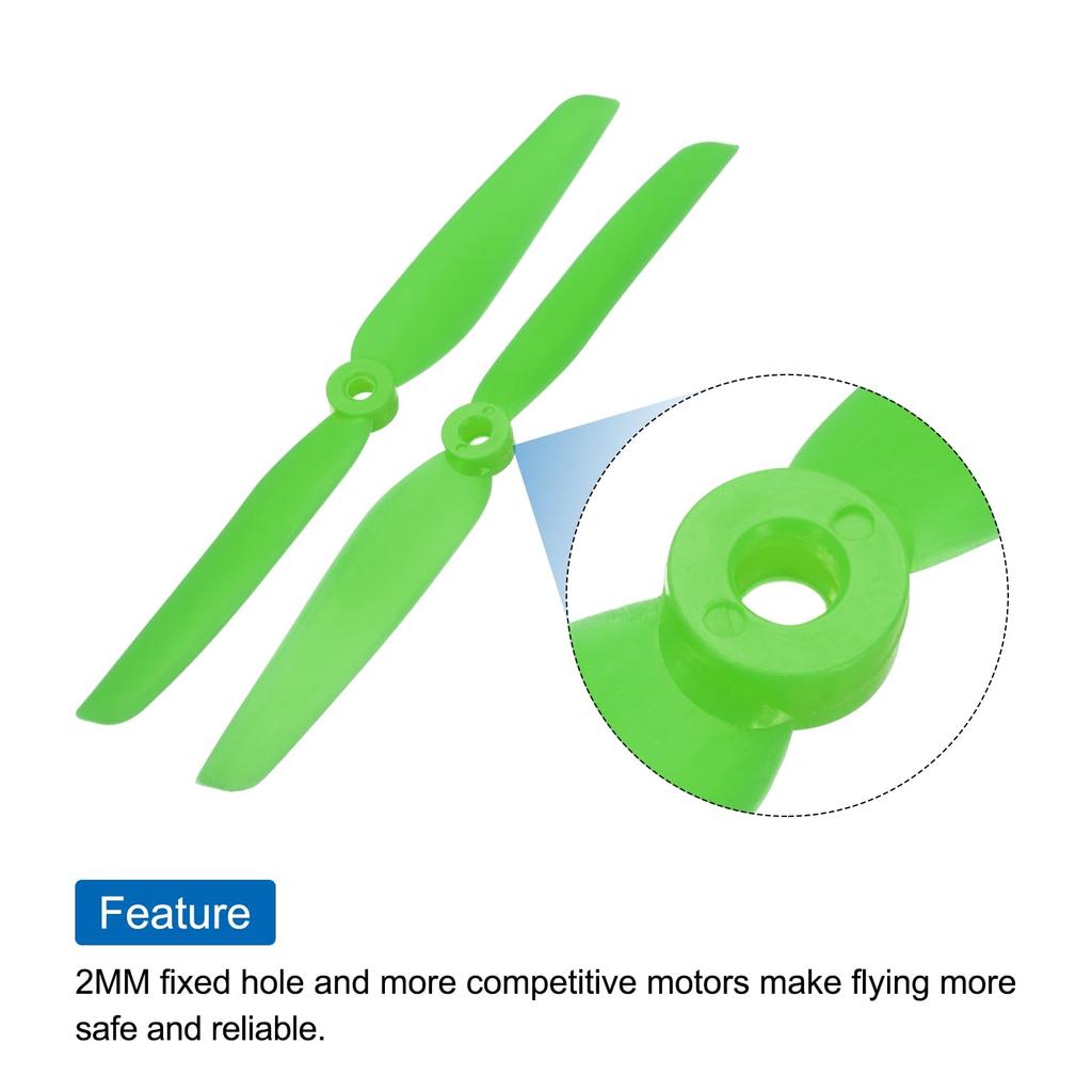 uxcell 10-Piece Set of 6x3" 2-Blade RC Propellers, Green, with Washers, for RC Aircraft and Quadcopter Main Rotors
