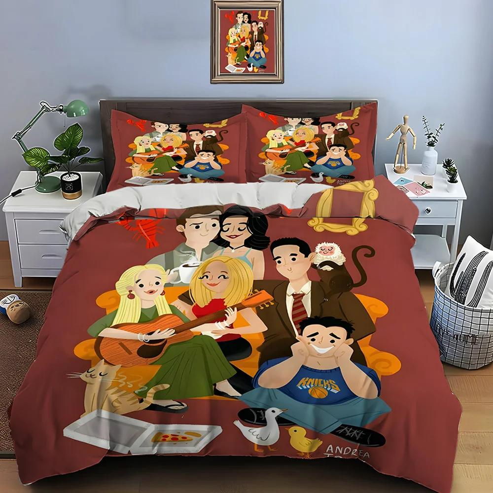Funny Friends Print Bedding Set Best TV Show Duvet Cover Set Adult and Children Bedding Set Luxury TV Show Pattern