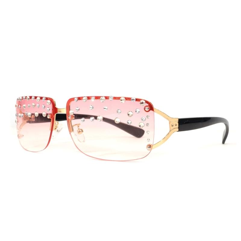 

Hip Hop Rhinestones Sunglasses Stylish Decorative Eye Glasses Rimless Metal Live Show Party Photo Props