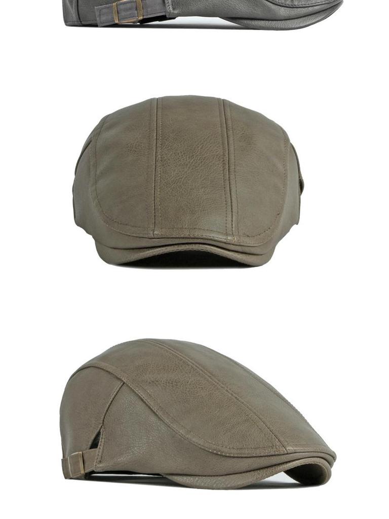 Men's and Women's British Retro PU Leather Beret - Stylish, Thickened, Warm Patent Leather Duckbill Cap for Autumn and Winter