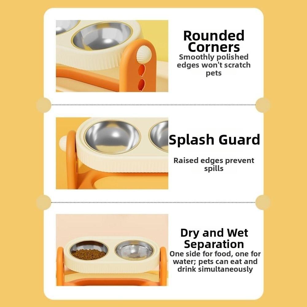 Rotatable Pet High Footed Bowl Double Bowls Adjustable Height Elevated Pet Feeder Bowl Stable Detachable Pet Food Dispenser