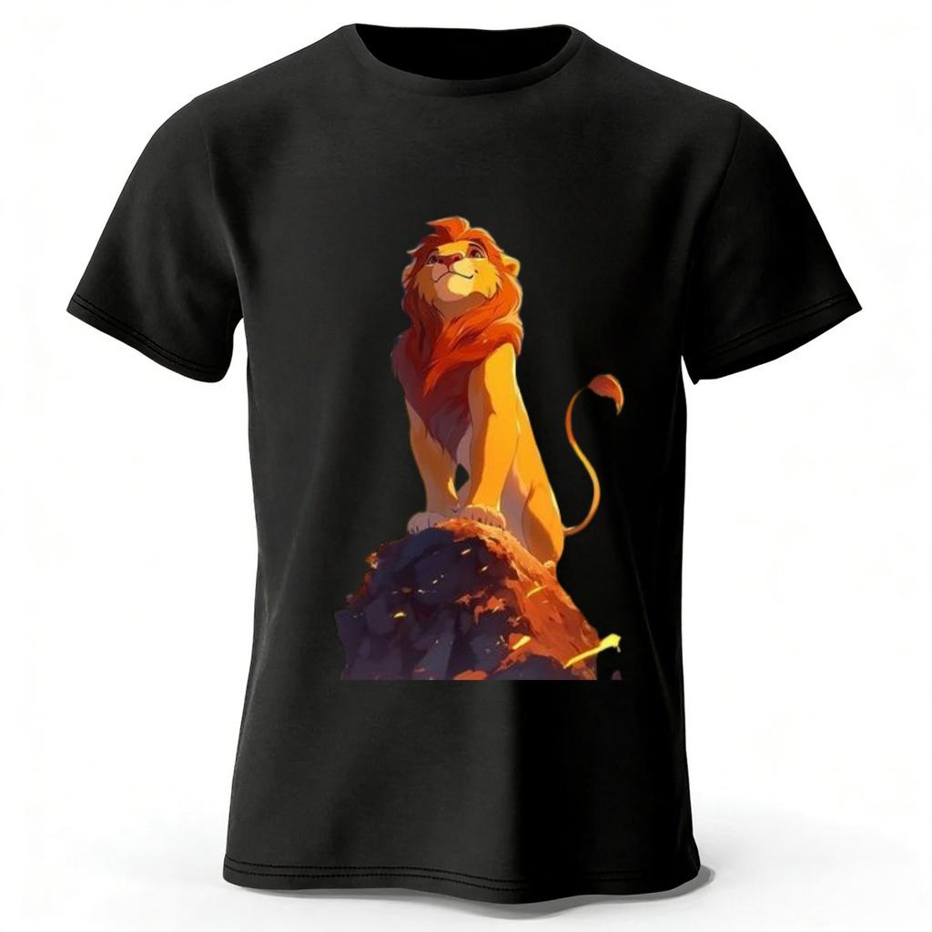 Durable Lion King Simba Highquality Pure Cotton Tshirt for Men Daily Leisure Running Fitness Short Sleeved Quick Drying Design