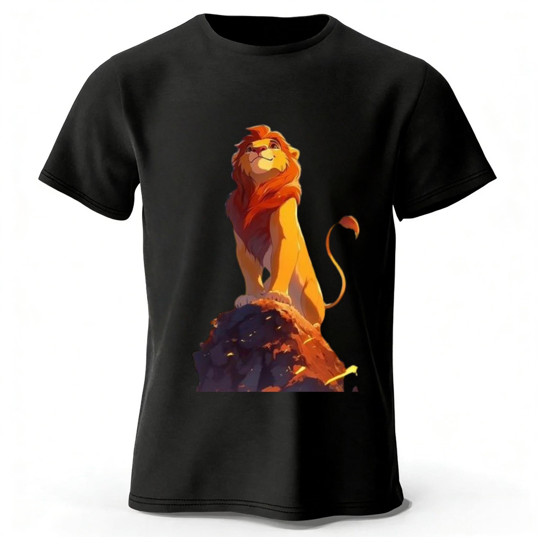 

Durable Lion King Simba Highquality Pure Cotton Tshirt for Men Daily Leisure Running Fitness Short Sleeved Quick Drying Design S