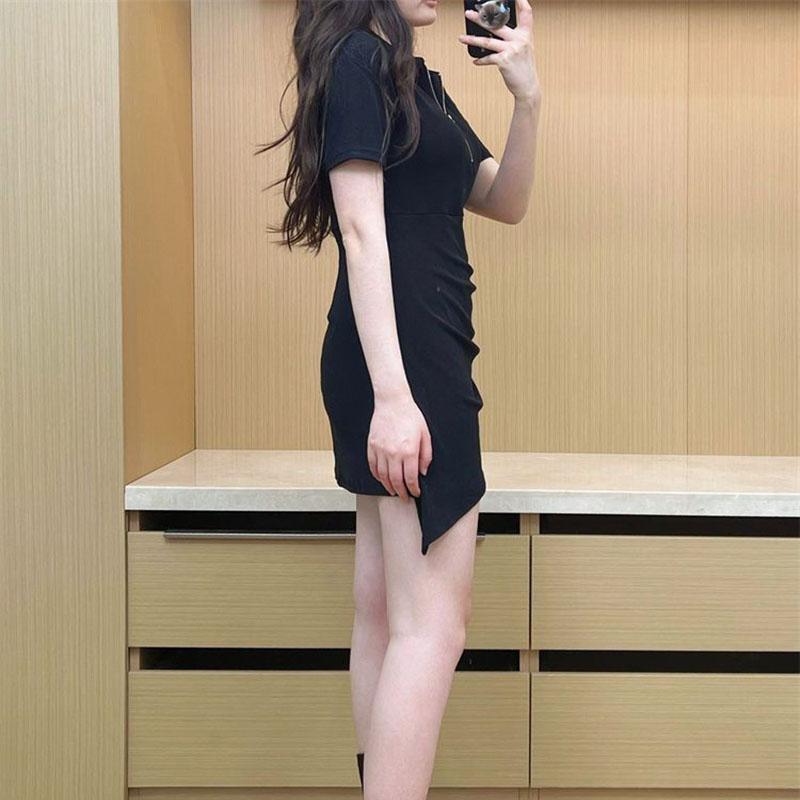 Large POLO Neck Women's Dress Spicy Girls Dress Slim Irregular Knit Skirt