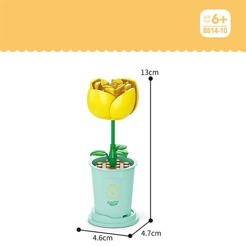 Hot Creative Small Building Block Flower Art Classic Brick Mini Potted Plant Gift For Girls Desk Decoration Simple Assembly Toys