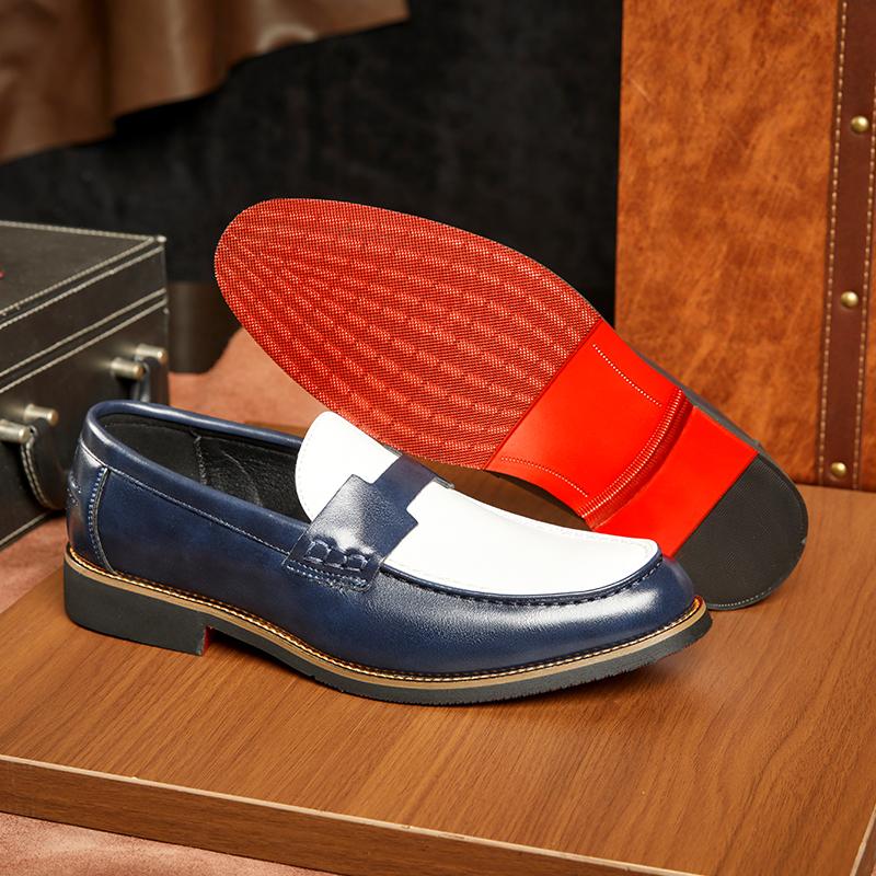 Mocassini di Marca di Lusso da Uomo Scarpe in Pelle Colore Bianco e Nero Slip-On Moda Suola Morbida Scarpe Casual Festa Matrimonio Mocassino