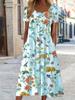 2026 Summer Women's Floral Round Neck Pocket Dress - European & American Style, Casual Loose Fit, Short Sleeve.