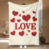 1pc Valentine's LOVE Heart Flannel Blanket, 2D Printed, All-Season/Festival-Friendly, Use for Bedroom/Living Room/Camping