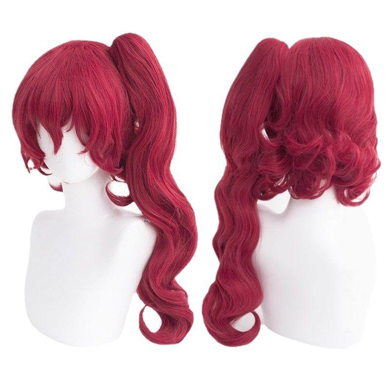 Perruque Cosplay Teruko Okura Anime Bungo Bungou Stray Dogs Saison 4 Queue de Cheval à Clip Rouge Vin Costume d'Halloween Jeu de Rôle Cheveux brown