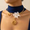 Spiral Flower Collarbone Chain Iron Zinc Zinc Alloy Neck Personalized Iris Flower Necklace Gift