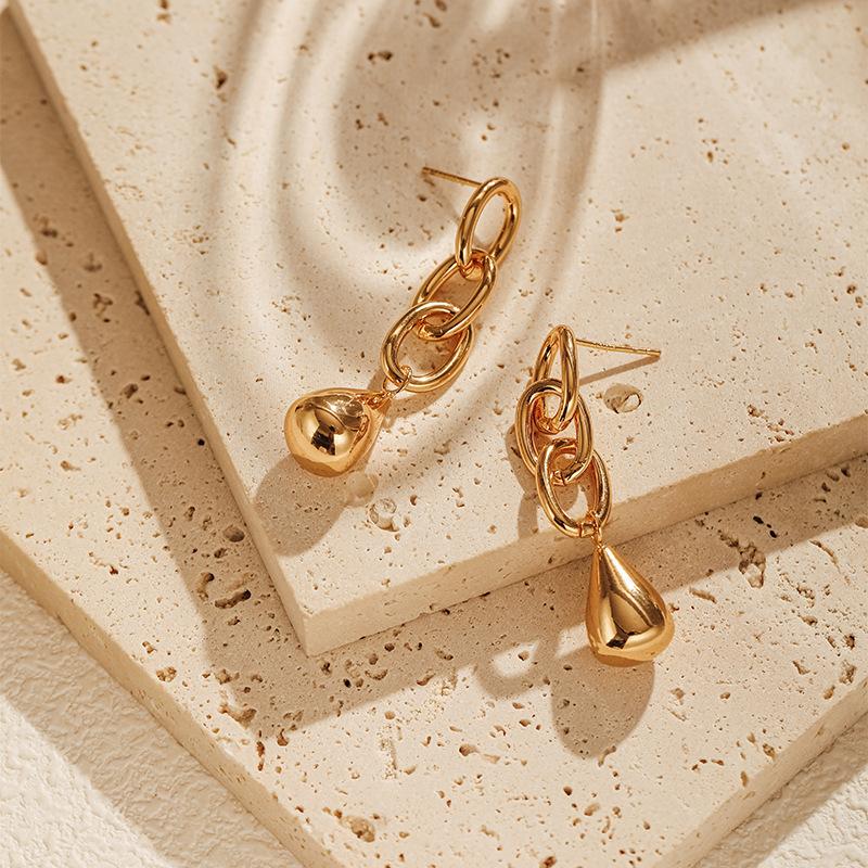 Minimalist Ins Style Hollow Chain Water Drop Shaped Trendy Dangle Earrings For Women