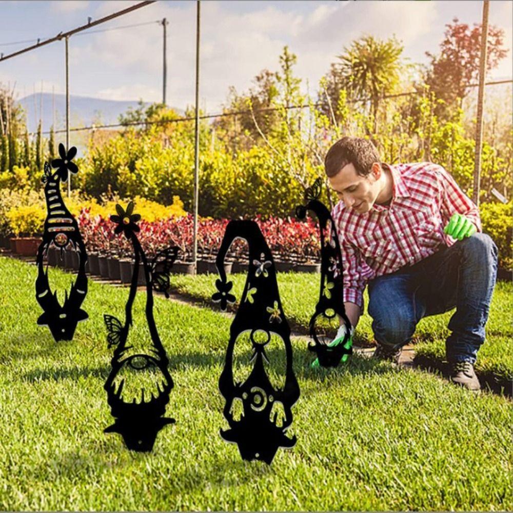 Acrylic Gnome Sign Branch Gnome Ground Sign Gnome Silhouette Garden Gnomes Stake Lawn