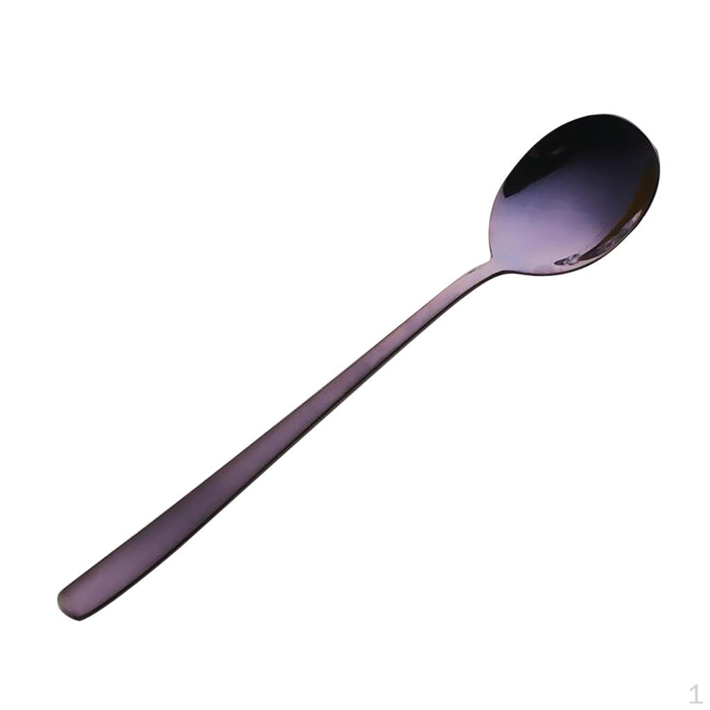 8 Inch Stainless Steel Cutlery Table Dinner Small Soup Tea Spoon Purple