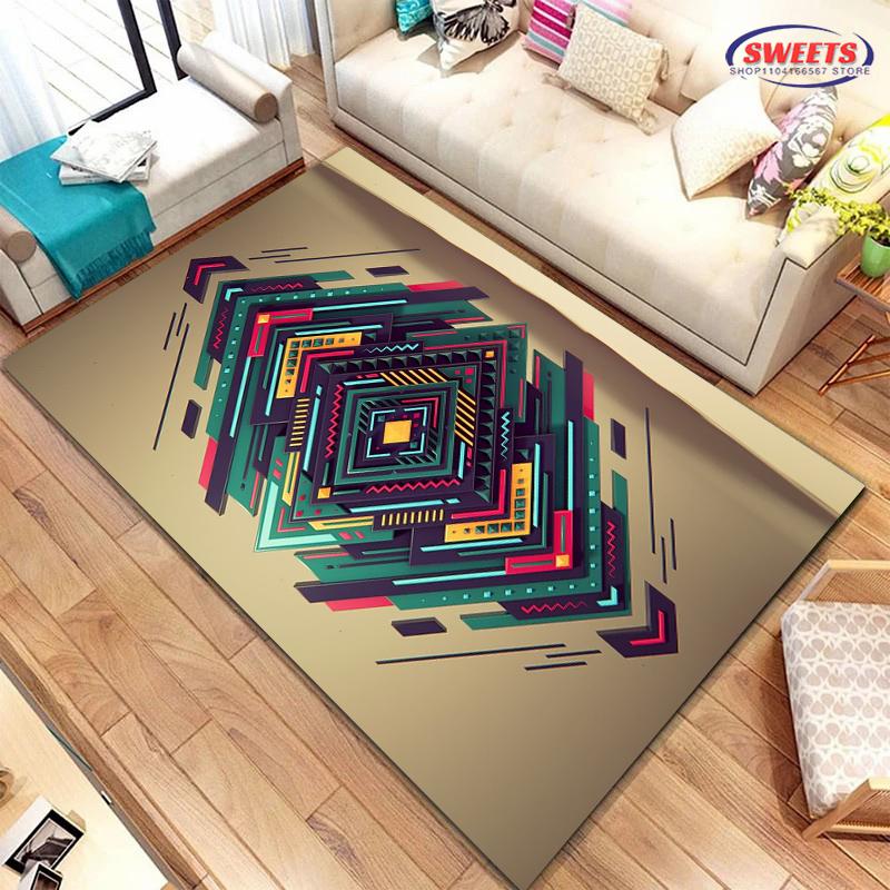 3D HD Visual Abstract Art Carpet for Living Room Bedroom Hallway Long Strip Anti-slip Soft Area Rug Sofa Doormat Home Decor Mat