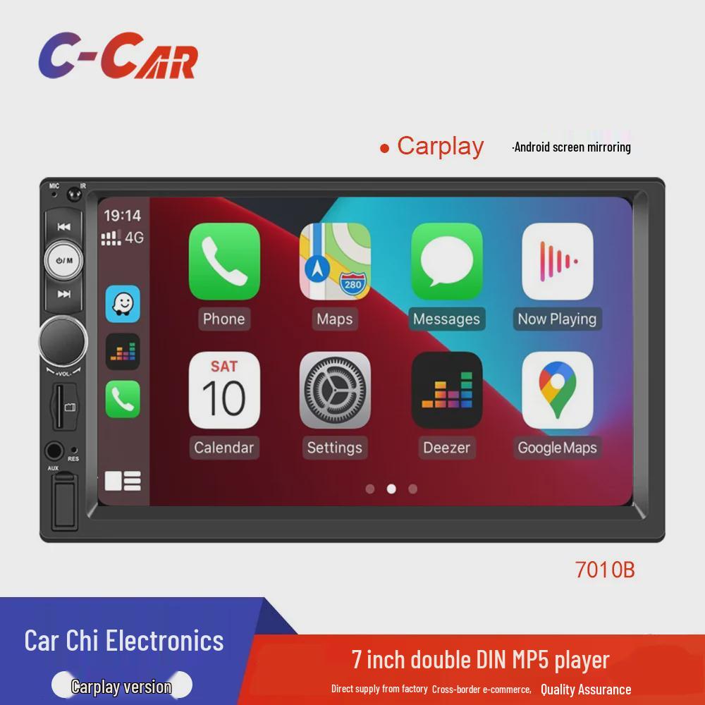 HD Auto MP5 prehrávač s kapacitným dotykovým displejom, CarPlay, Bluetooth hovormi a cúvacou kamerou, Model 7018B