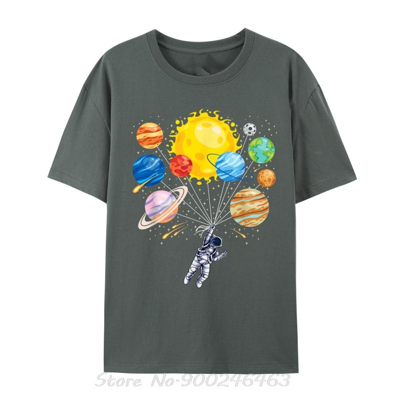 Funny Astronaut Space Balloon Planet Science Solar System Summer Cotton Fabric Unisex TShirts Unisex cotton T shirt Oversized Tees