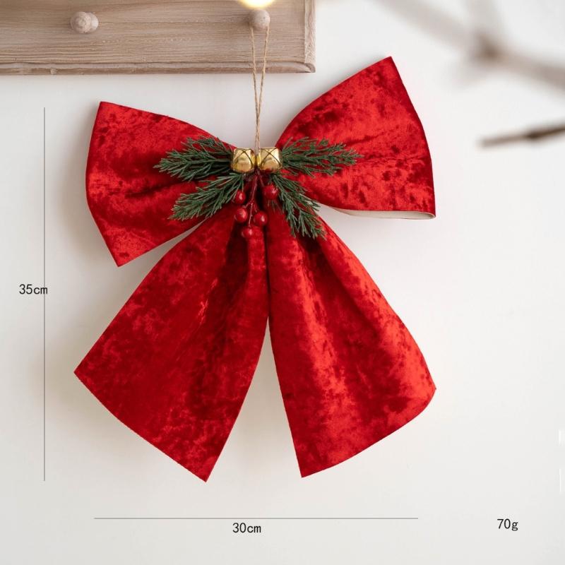 Classical Joyful Bows Ornament Cloth Designs Christmas Tree Fabric Decors Ideal for Christmas Decorations Year After Year