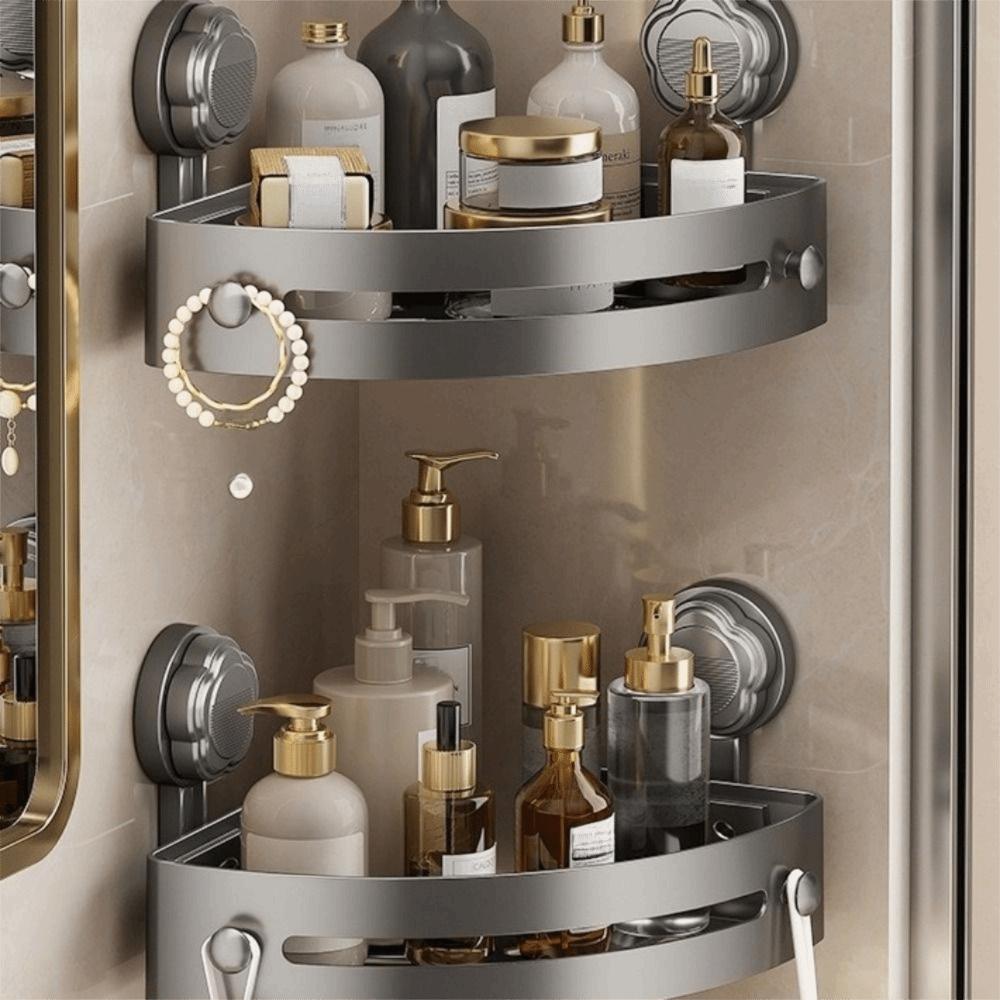 Three-story Storage Organizer Suction Cup Wall Corner Shelf Shampoo Rack Kitchen Storage