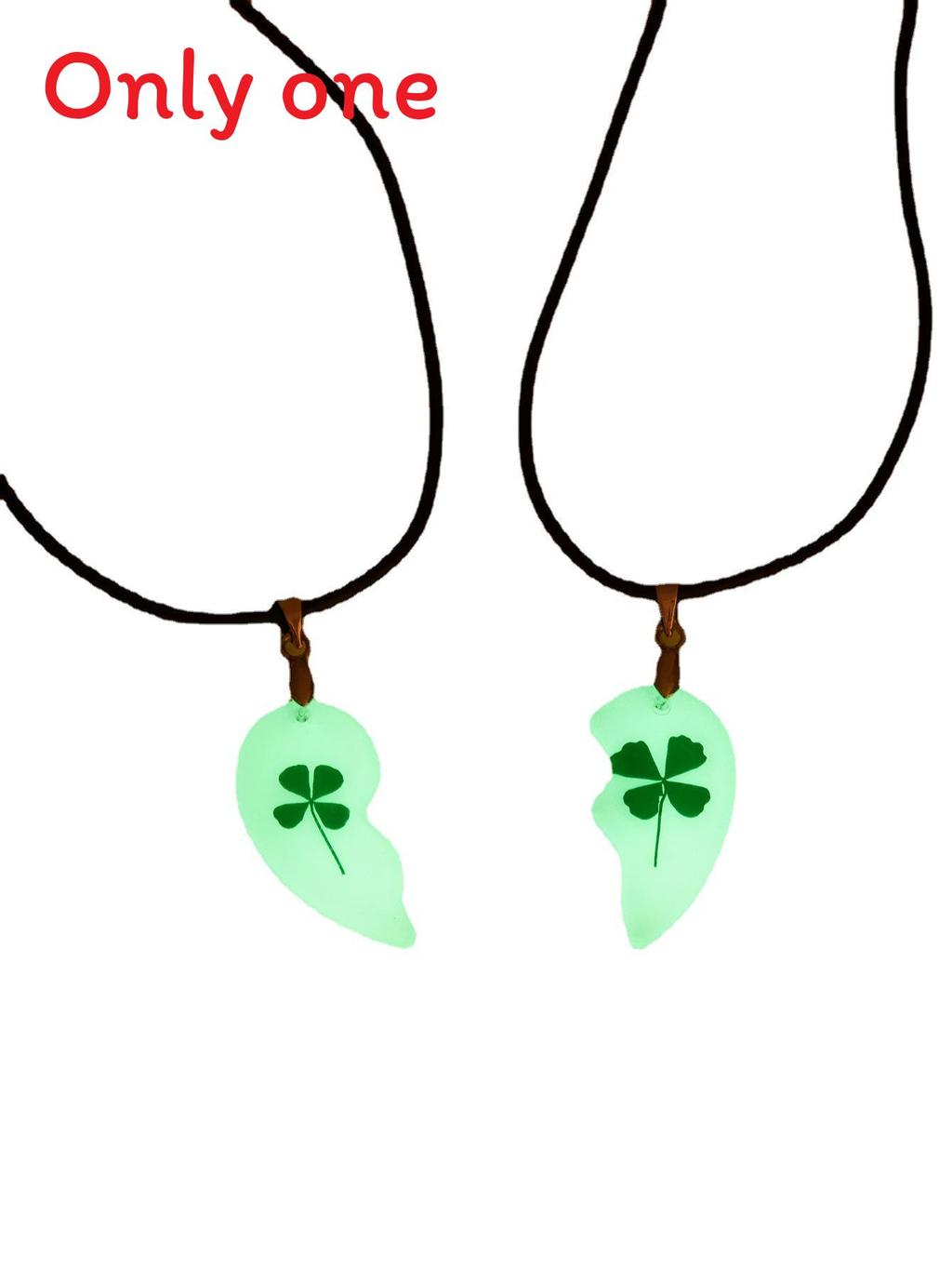 

Handmade Glowin The Dark Resin Four Leaf Clover Pendant Necklace For Women