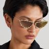 Retro Europäische & Amerikanische Katzenaugen-Strass-Sonnenbrille mit Diamant-Metalldetail