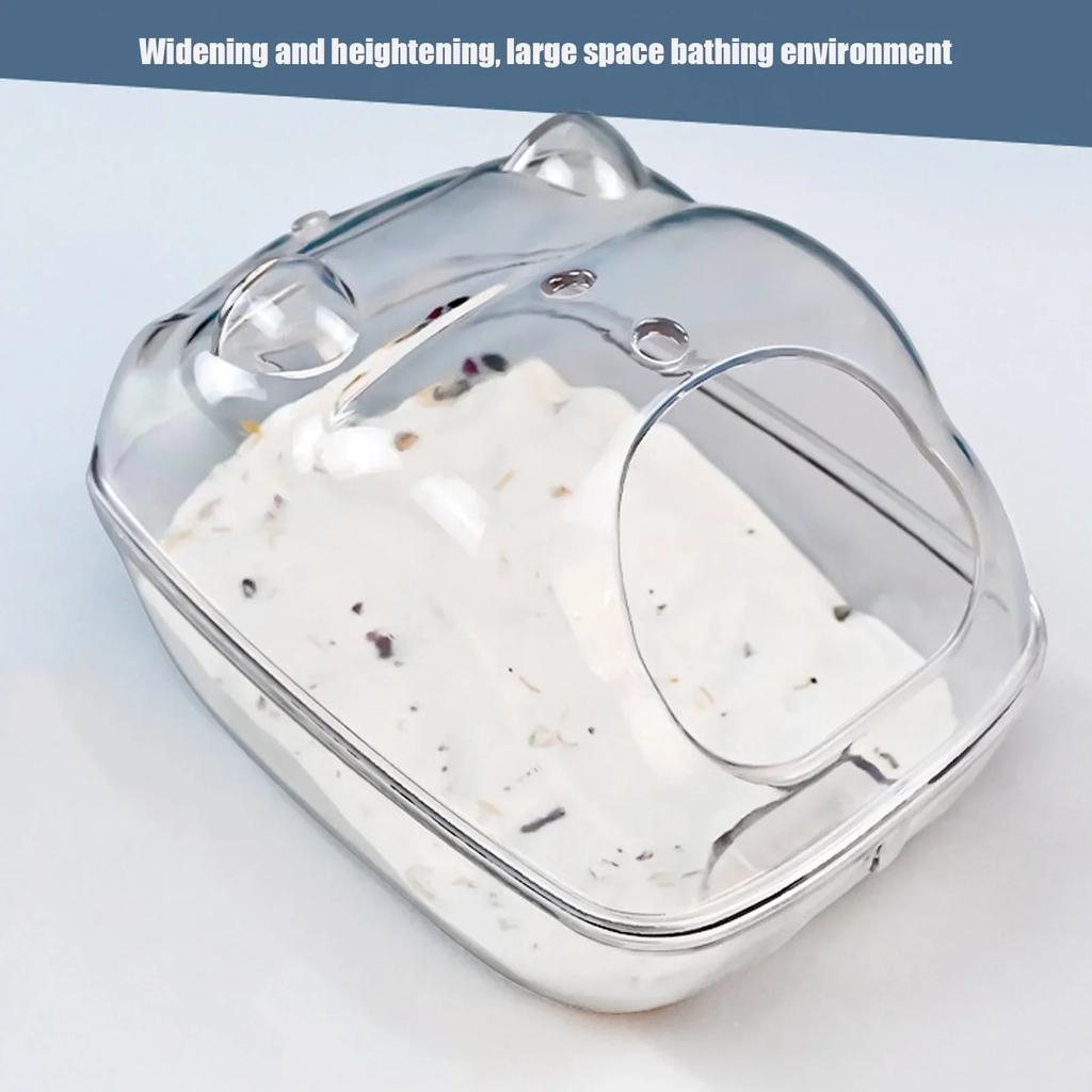 Hamster Bath Box Transparent Large Space Leakage Proof Cartoon Shape Hamster Sand Bathroom For Small Pet Gerbils