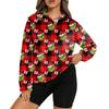 Women's Stand Collar Pullover Long Sleeve Top Christmas Print Sports Top