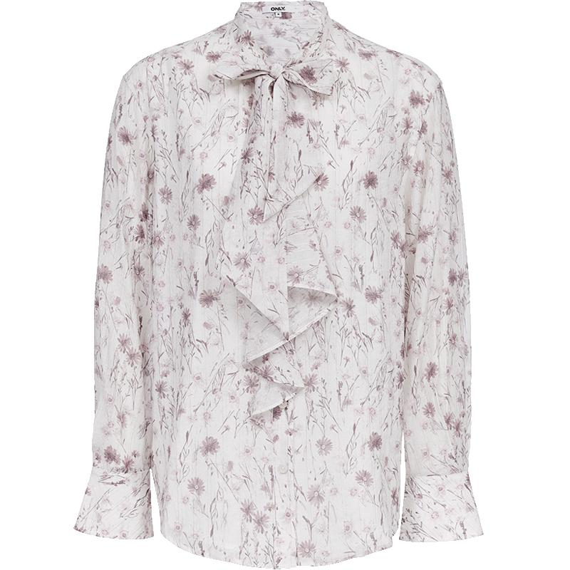 ONLY Women s 2025 Autumn Floral Print Tie-Neck Blouse M