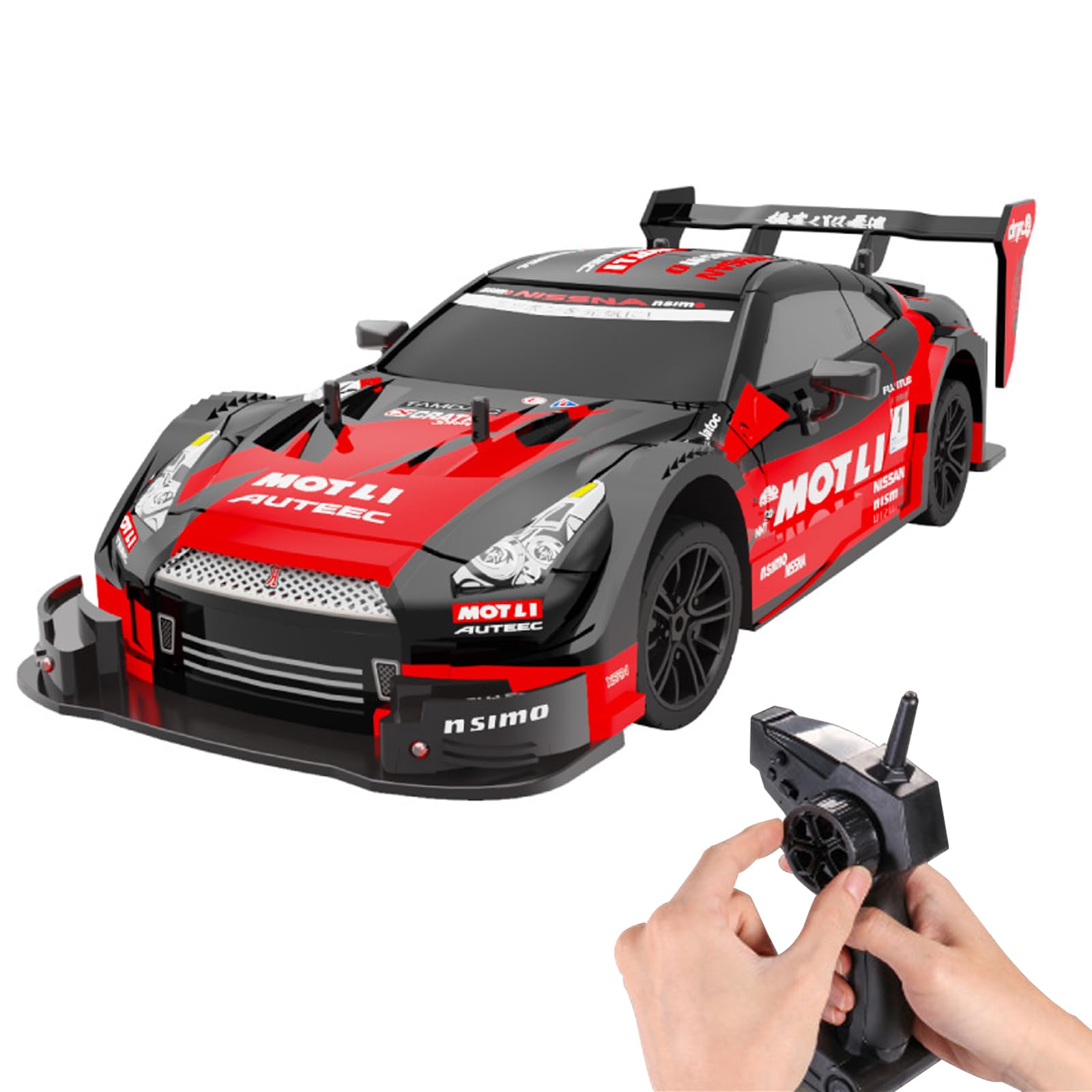 KKYOYRE GTR RC Sports Car, 2.4Ghz Wireless 116 Scale RC Car for Kids, Remote Control Taxi, Remote Control Car, Perfect Birthday Gift, Christmas Gift