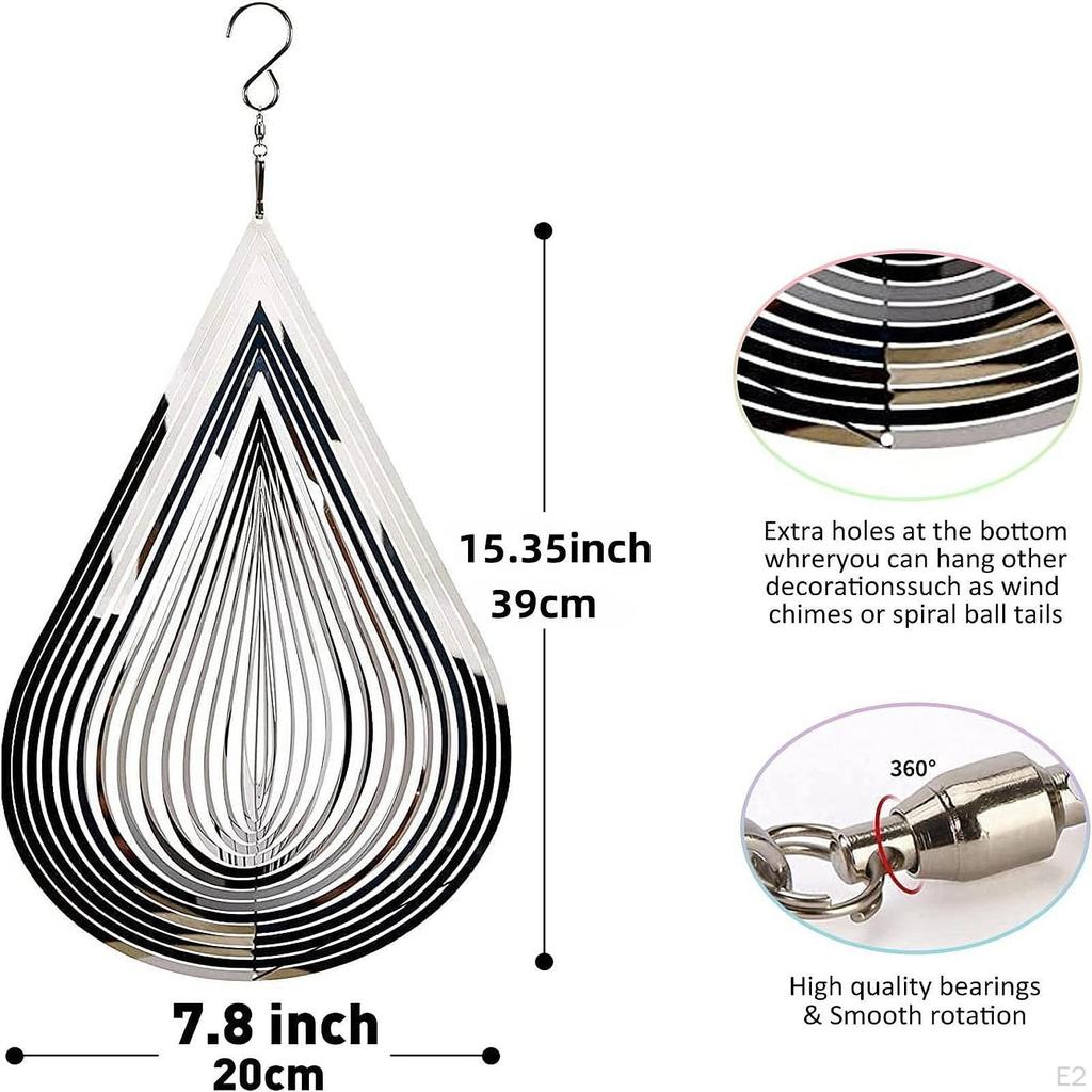 3D Water Droplet Wind Spinner Bird Reflector Garden Decor Gardening Gift Metal Sculpture for