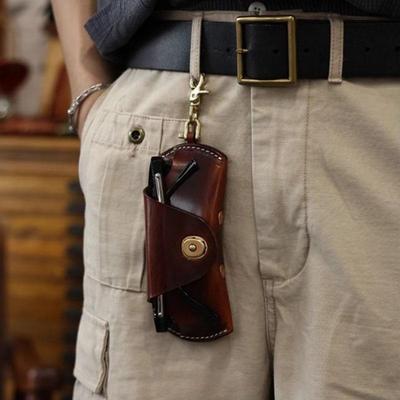 Unisex Retro Wisząca Torba na Okulary ze Skóry PU Przenośny Sznurek Wiszące Etui na Okulary Przeciwsłoneczne Prosty Ręcznie Robiony Pudełko do Przechowywania Okularów