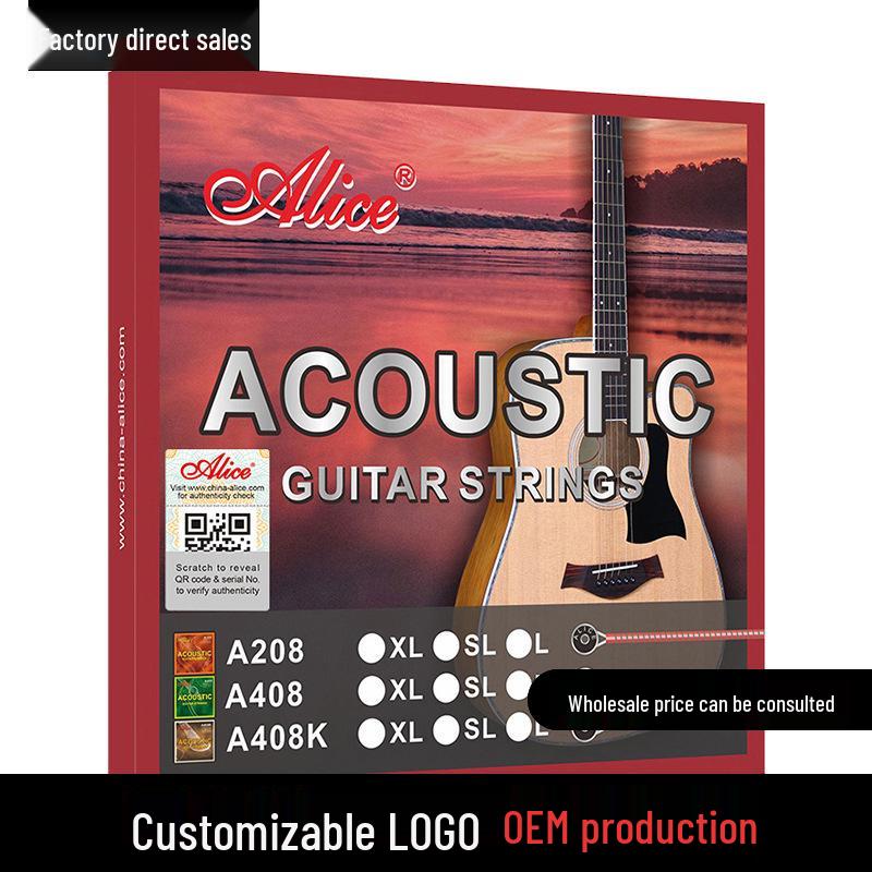 

Alice A408 Rust-proof Folk Acoustic Guitar Strings - Steel Core, 6-String Set